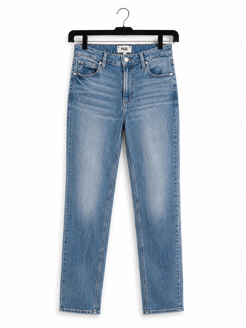 PAIGE Cindy Crop High Rise Slim Straight Jeans Light Wash Size 26
